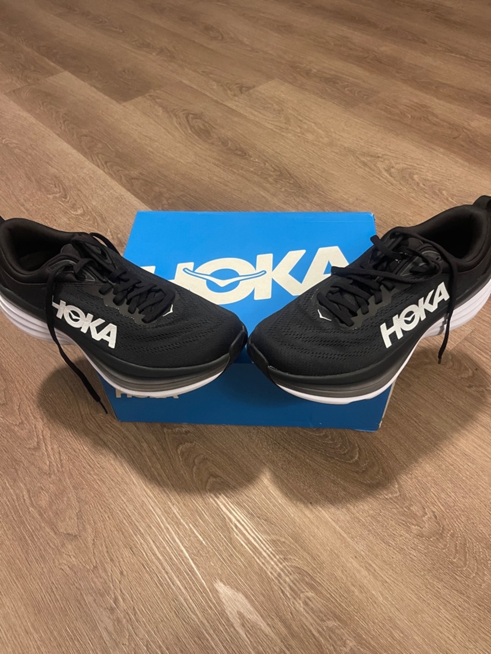 Hoka Men's Black and White Athletic Running Shoes
